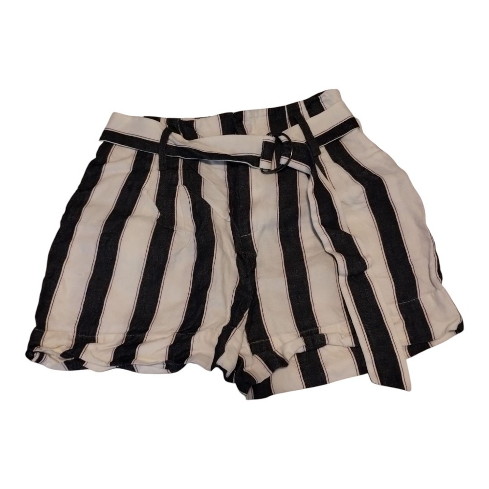 Frame Shirt Shorts Womens 4 100% Linen Striped Belted Beachy Casual
